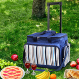 Picnic Portable Carrier 6 Person Picnic Bag Trolley Set - Blue