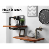 Bookcase Display Storage Wall Mounted Shelves with metal Pipe Floating style with Brackets