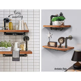 Bookcase Display Storage Wall Mounted Shelves with metal Pipe Floating style with Brackets