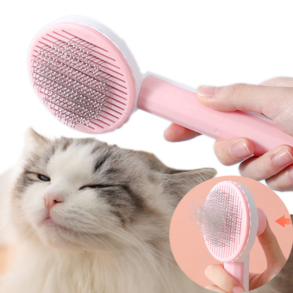 Pet Brush Pet Hair Grooming Cat Brush- PUSH AND CLEAN system -Dog Comb Slicker Brush For Cat Dog