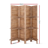Divider shelves 4 parts screen  With Shelves for privacy Divider Folding Timber  Stand  (X/F)