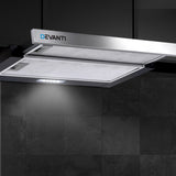 Slide Out Kitchen Canopy Hood Stainless Steel 60cm 600mm Black