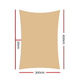 Shade Sun Shade 3 x 6m Waterproof Rectangle Shade Sail Cloth - Sand Beige