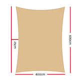 Shade Sun Shade Sail 4 x 6m Waterproof Rectangle Shade Sail Cloth - Sand Beige