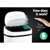 Rubbish Bin 68L Sensor Bin Auto White