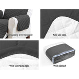 Sofa Cover Lounge Protector Quilted Couch Covers Slipcovers 3 Seater Dark Grey