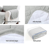 Sofa Cover Lounge Protector Quilted Couch Covers Slipcovers 3 Seater Grey