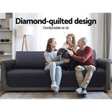 Sofa Cover Quilted Couch Covers Water Resistant 4 Seater Dark Grey
