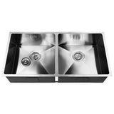 Sink 865 X 440 mm Stainless Steel Kitchen Sink Under/Topmount Laundry Double Bowl Silver