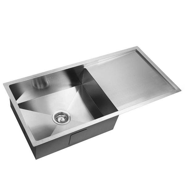 Sink 96 X 45 cm Stainless Steel Kitchen Sink Under/Topmount Sinks Laundry Bowl Silver