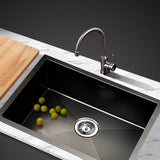 Sink 600X450MM Stainless Steel Kitchen Sink Under/Topmount Sinks Laundry Bowl Black