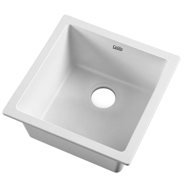 Sink  45 X 45 cm  Stone Kitchen Granite  Under or Topmount Basin Bowl Laundry White