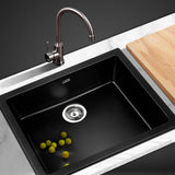 Sink 46 X 41 cm Kitchen Sink  tone  Granite Under/Topmount Basin Bowl Laundry Black