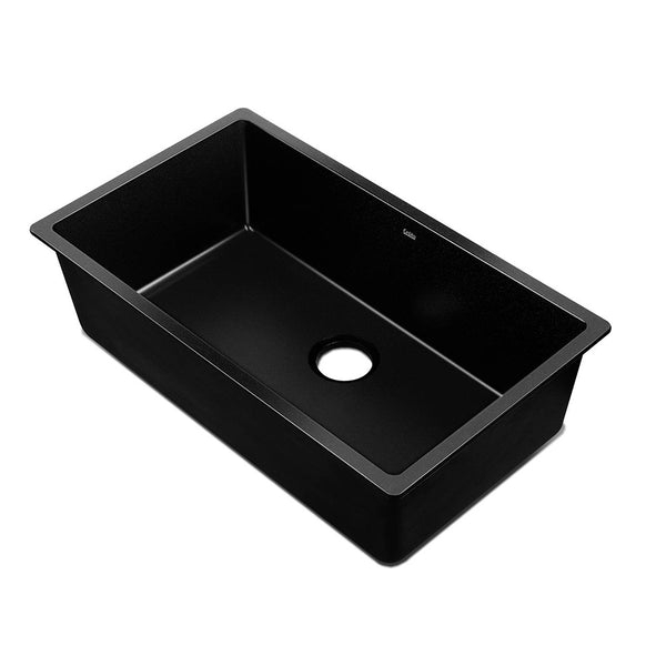 Sink 79 X 45 cm  Stone Kitchen Sink Granite Under/Topmount Basin Bowl Laundry Black {w}