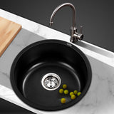Sink 430x200 mm Kitchen Sink Round  Granite Stone Under/Topmount Basin Bowl Laundry Black