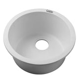 Sink 430mm (diam) x 200mm Granite Stone Kitchen Sink Round Under/Topmount Basin Bowl Laundry White