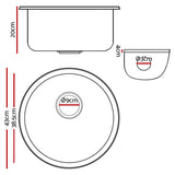 Sink 430mm (diam) x 200mm Granite Stone Kitchen Sink Round Under/Topmount Basin Bowl Laundry White