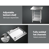 Trolley Metal 76.2 x 76.2 cm Stainless Steel Kitchen Bench