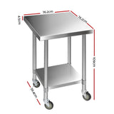 Trolley Metal 76CM x 76Cm Kitchen Trolley Stainless Steel and Wheels