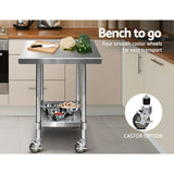 Trolley Metal 76CM x 76Cm Kitchen Trolley Stainless Steel and Wheels