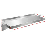 Wall Shelf in Stainless Steel Kitchen Shelves Mounted shelf Display 900mm