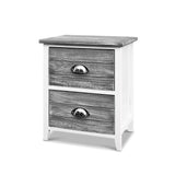 Bedside Table 2x Nightstands Buy Two as Set with 2 Drawers Storage Cabinet Bedroom Side Grey