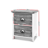 Bedside Table 2x Nightstands Buy Two as Set with 2 Drawers Storage Cabinet Bedroom Side Grey