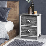 Bedside Table 2x Nightstands Buy Two as Set with 2 Drawers Storage Cabinet Bedroom Side Grey