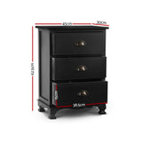 Bedside Table style Chest Storage Cabinet Nightstand Black
