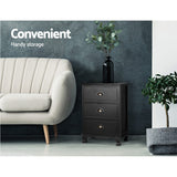 Bedside Table style Chest Storage Cabinet Nightstand Black