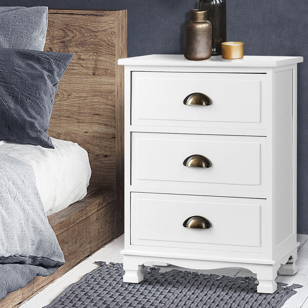 Bedside Table Chest Storage Cabinet Nightstand White