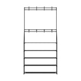Coat Stand Hallway Shoe Rack Storage Shelves Black