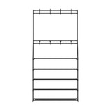 Coat Stand Hallway Shoe Rack Storage Shelves Black