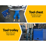 Tool Chest Trolley Box 7 Drawer Tool Box Cabinet Chest Storage Garage Toolbox Organiser Set Blue