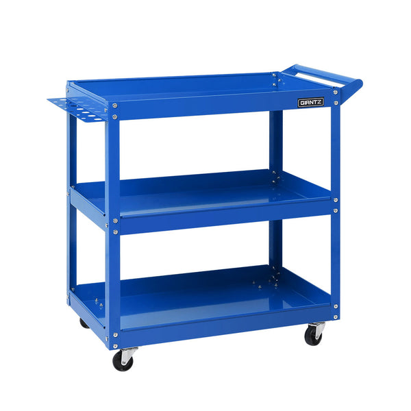 Metal Trolley Tool Cart with 3 Level and Steel Trolley Mechanic Storage Organizer Blue