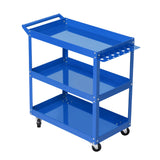 Metal Trolley Tool Cart with 3 Level and Steel Trolley Mechanic Storage Organizer Blue