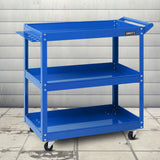 Metal Trolley Tool Cart with 3 Level and Steel Trolley Mechanic Storage Organizer Blue
