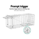 Cage Trap, Humane Animal Trap Cage 94 x 34 x 36cm  - Silver