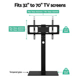 TV Stand for floor Fits 32” to 70” TV screen Base Adjustable for 32 to 70 Inch Black - STAND A L O N E