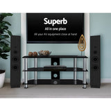 TV Stand TV Storage Media Stand TV Tempered Glass Stand with 3 Tiers