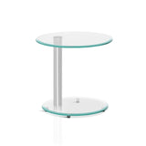 Table Glass oval Coffee Table Bedside Table Tempered Glass Top 2 Tier