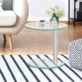 Table Glass oval Coffee Table Bedside Table Tempered Glass Top 2 Tier