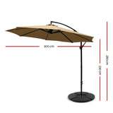 Umbrella 3M Shade Umbrella with Base Outdoor Umbrella Shade UV  as Beige