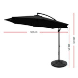 Umbrella 3M Shade Umbrella with Base Outdoor Umbrella Shade UV color Black