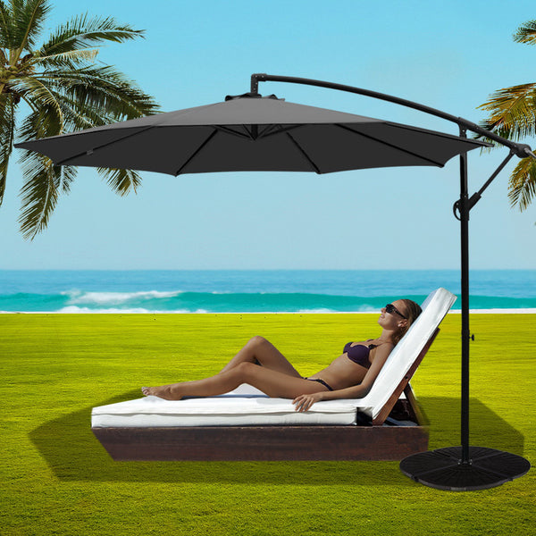 Umbrella 3M Shade Umbrella with Base Outdoor Umbrella Shade UV  in Char Coal