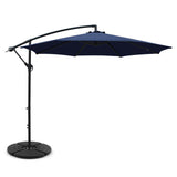 Outdoor Umbrellas Shade 3M Umbrella with 48x48cm Base Shade Patio Navy