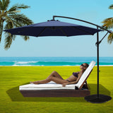 Outdoor Umbrellas Shade 3M Umbrella with 48x48cm Base Shade Patio Navy