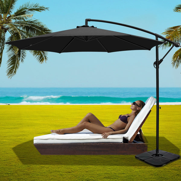Umbrella 3M Shade Umbrella with Base Big 50x50 cm  Outdoor Umbrella Shade UV  in Black