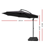 Umbrella 3M Shade Umbrella with Base 50x50cm Outdoor Umbrella Shade UV  in Charcoal