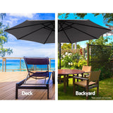 Umbrella 3M Shade Umbrella with Base 50x50cm Outdoor Umbrella Shade UV  in Charcoal